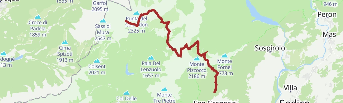 Route map: CAI Trail 851 of Cìmia and Slavinàz